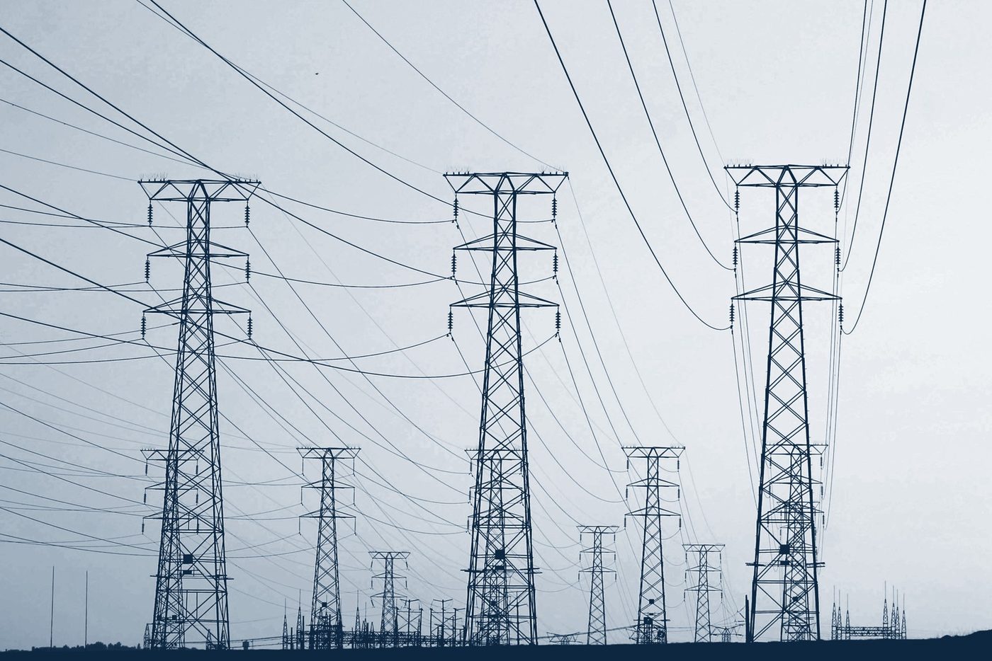 Transmission towers and power lines